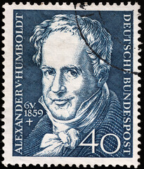 Alexander von Humboldt portrait on german postage stamp
