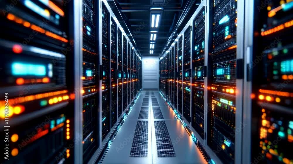 Aufkleber modern data center server room network technology infrastructure it servers high tech corridor