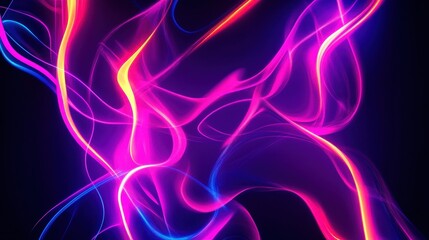 Vibrant Abstract Light Waves in Electric Pink and Blue Colors Creating Dynamic Swirls and Flowing Patterns on a Dark Background for Artistic Visuals