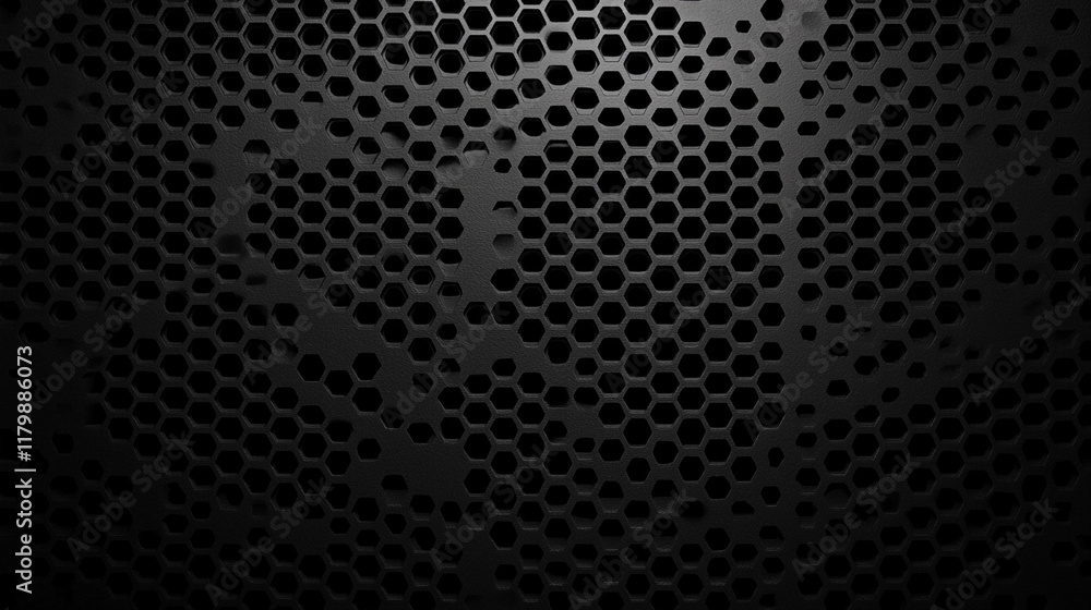 Aufkleber abstract background with hexagons in black and orange, black hexagons with lights background