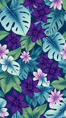 Trendy Tropical Floral Seamless Pattern