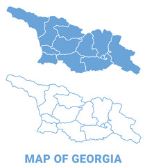 Georgia Blue map flat regions border outline vector illustration