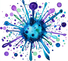 Watercolor Blue and Dark Purple Gradient Clipart – Simple Flat Design in High-Resolution Vector Format, Perfect for Creative Projects on a White Background