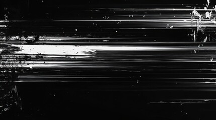 Black and White Dynamic Linear Glitch Art with Abstract Paint Texture and Splatters