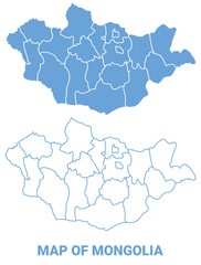 Fototapeta premium Vietnam Blue map flat regions border outline vector illustration