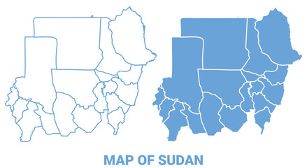 Fototapeta premium Vietnam Blue map flat regions border outline vector illustration