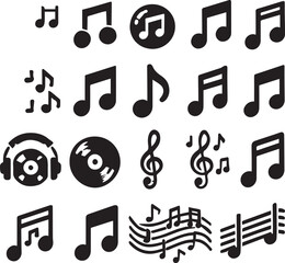 Simple musical notes vector black and white (audio notes) design