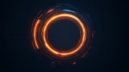 Abstract Orange Glowing Circular Technological Design