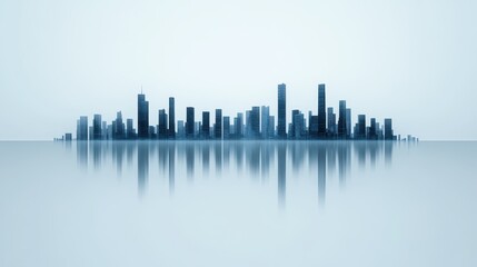 Fototapeta premium Cityscape Skyline Reflection, Modern Urban Architecture