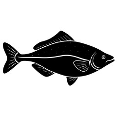  Halibut silhouette vector art on white background 