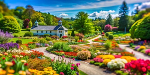 Obraz premium Miniature Naumkeag Gardens: Whimsical Tilt-Shift Landscape Photography