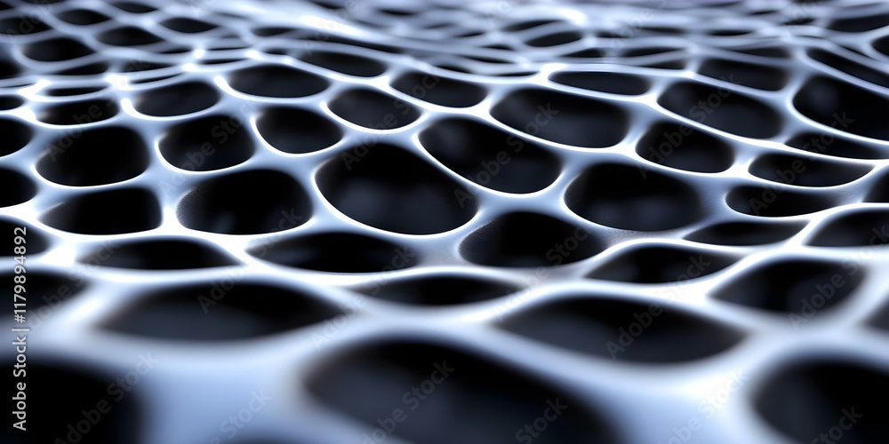 Poster a close-up view of a textured, abstract surface resembling interconnected cells or bubbles in a flui