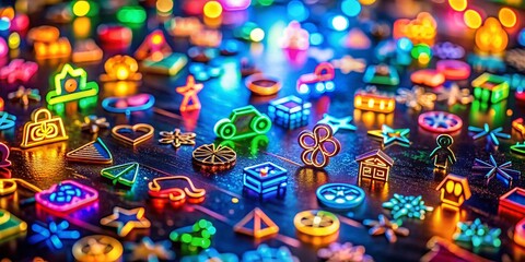 Fototapeta premium Miniature Outline Symbols: A Tilt-Shift Photography Perspective