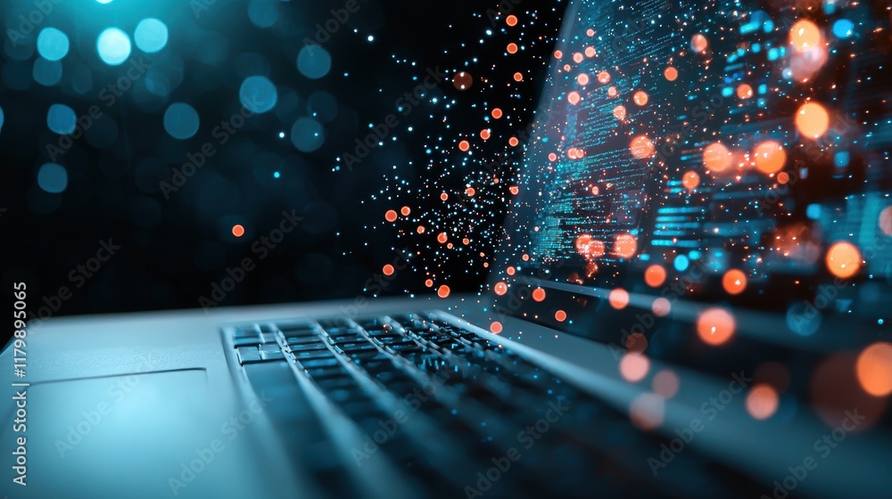 Poster A technology desk in a darkened room, illuminated by the glow of multiple monitors displaying data visualizations and analytics, creating a sense of mystery and the power of big data.
