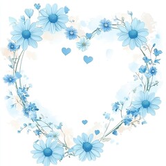 Naklejka premium Love-filled heart frame with pastel flowers for valentine's day