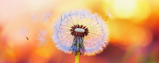 Obraz premium Dandelion Seedhead Sunset Nature s Beauty Soft Colors Spring Bloom Wishes