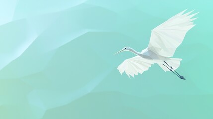 Fototapeta premium Majestic Low-Poly Stork in Flight with Fish in Swirling Teal Water - Ultra-Detailed Cinematic Image