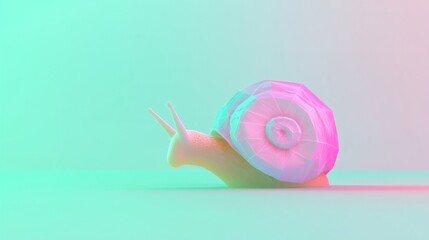 Geometric Low-Poly Snail Shell in Pastel Tones on Minimal Tabletop | Ultra-Detailed Cinematic Composition