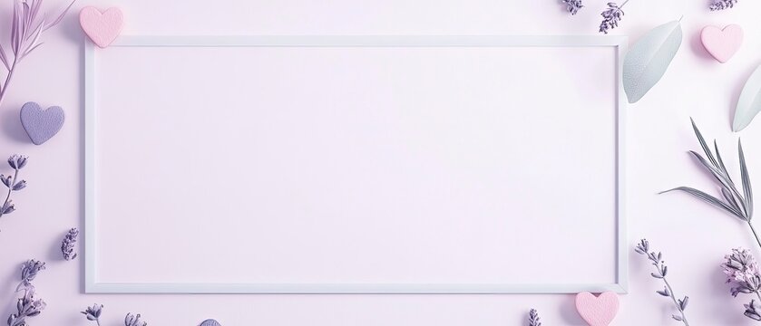 Valentine's day love frame pastel background sweet flowers