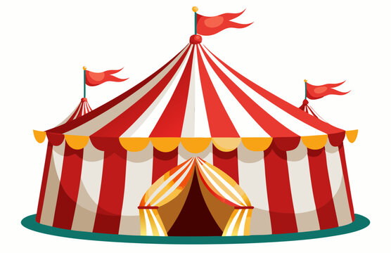 Vintage Circus Tent Icon, chapiteau de cirque sur fond transparent - illustration.