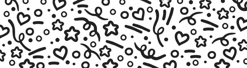 Fun line doodle seamless pattern. Simple childish scribble wallpaper print texture bundle. Vector graphic abstract background.