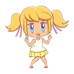 Cheerful girl, excited, gesture