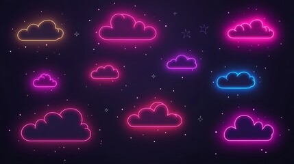 Obraz premium Neon Cloudscape A Night Sky Display Of Colorful Clouds
