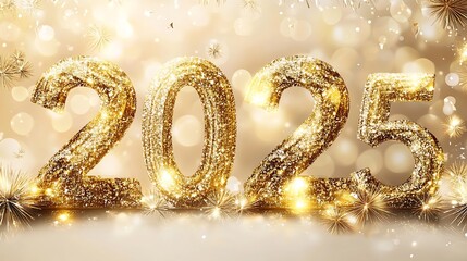 Sparkling golden 2025 New Year's greeting.