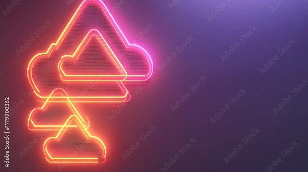 Aufkleber neon cloud computing data storage symbol design