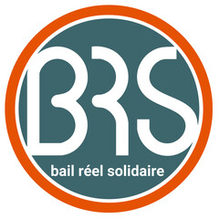 A circular logo with "BRS" in bold white letters on a blue-green background, orange border, and "bail réel solidaire" text below