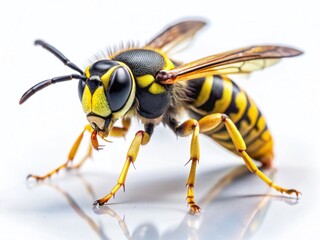 Miniature Yellow Jacket Wasp Isolated on White Background - Tilt-Shift Photography