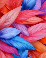 Fototapeta premium Vibrant Colorful Tropical Leaves Abstract Background Texture Design