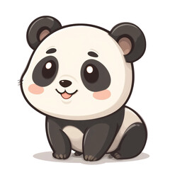 Naklejka premium Adorable Cartoon Baby Panda Bear Cub Sitting Cute Wildlife Illustration