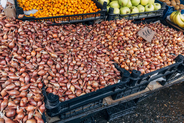 onion sets for planting are sold at the market