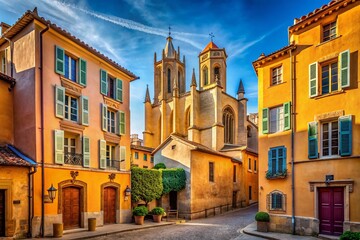 Obraz premium Minimalist Aix-en-Provence Architecture: Cathedral & Cityscape