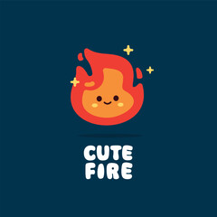 Cute fire element character logo illustration. Minimalist fire design, suitable for poster and web.