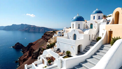 Obraz premium White architecture on Santorini island Greece Famous travel destination new image