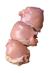 Fresh raw chicken thigh fillets with salt, spices and herbs