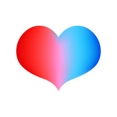 Heart shape, red and blue gradient, vector illustration.