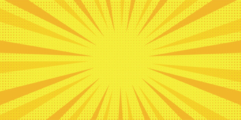 Yellow Comic Zoom Lines Background Vector Illustration eps10