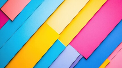Colorful Abstract Background of Overlapping Sheets of Paper in Vibrant Shades of Pink, Yellow, Blue, and Purple for Creative Design and Art Concepts