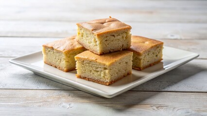 Minimalist Banana Blondie Squares on Plate - Delicious Baked Dessert