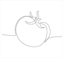 One continuous line drawing of cherry tomato . single line drawing of cherry toatoes.  cherry tomato illustration