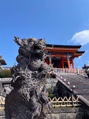 Kyoto, Kansai Region, Japan. Dragon and temple. 