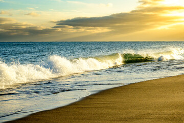 energetic waves on beach in winter shot at kew beach in toronto room for text 