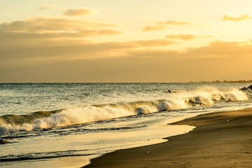 waves on the beach in winter shot at kew beach in toronto room for text 