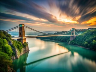 Obraz premium Minimalist Bristol Mt Hope Suspension Bridge Landscape Photography