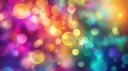 Fototapeta premium Vibrant Abstract Background with Colorful Bokeh Effect Featuring Blurred Lights in Vivid Hues, Creating a Dreamlike and Festive Atmosphere for Creative Projects