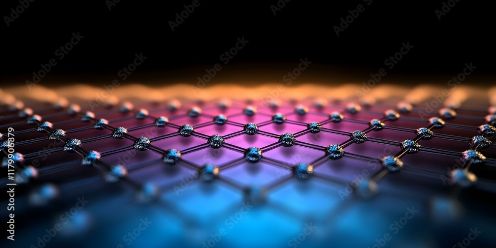 Poster a depiction of a lattice structure, likely representing atomic or molecular arrangement in materials