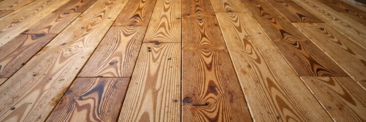 Woodgrain parquet laminate flooring with worn-out texture and distressed finish, natural wood, rustic feel, parquet laminate